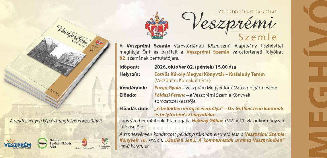 Veszprémi Szemle 82. számának bemutatója
