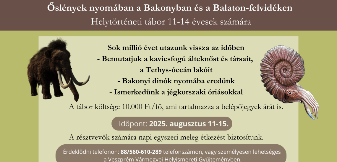 Helytörténeti tábor - Őslények nyomában a Bakonyban és a Balaton-felvidéken