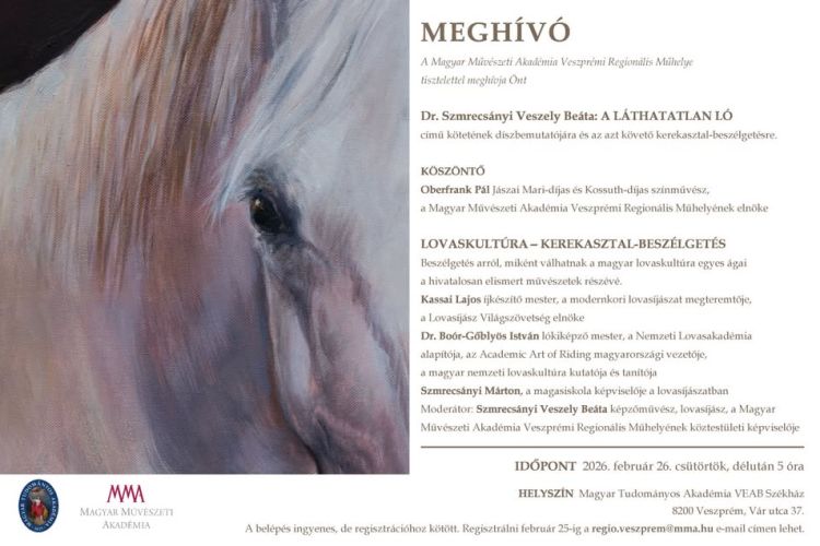 Dr. Szmrecsányi Veszely Beáta: A láthatatlan ló - kötetbemutató, kerekasztal-beszélgetés 