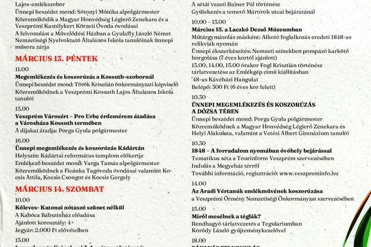 Március 15. - Ünnepi rendezvények